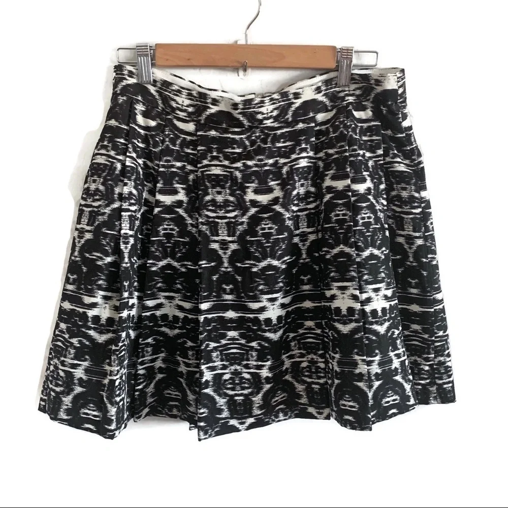 J. Crew Satin Pleated Black/White Mini Skirt